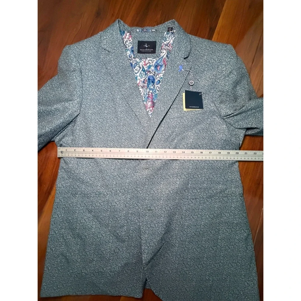 NWT Tailorbyrd Blazer 44R Green Plaid Jacket Two Button Coat Men Sports Coat